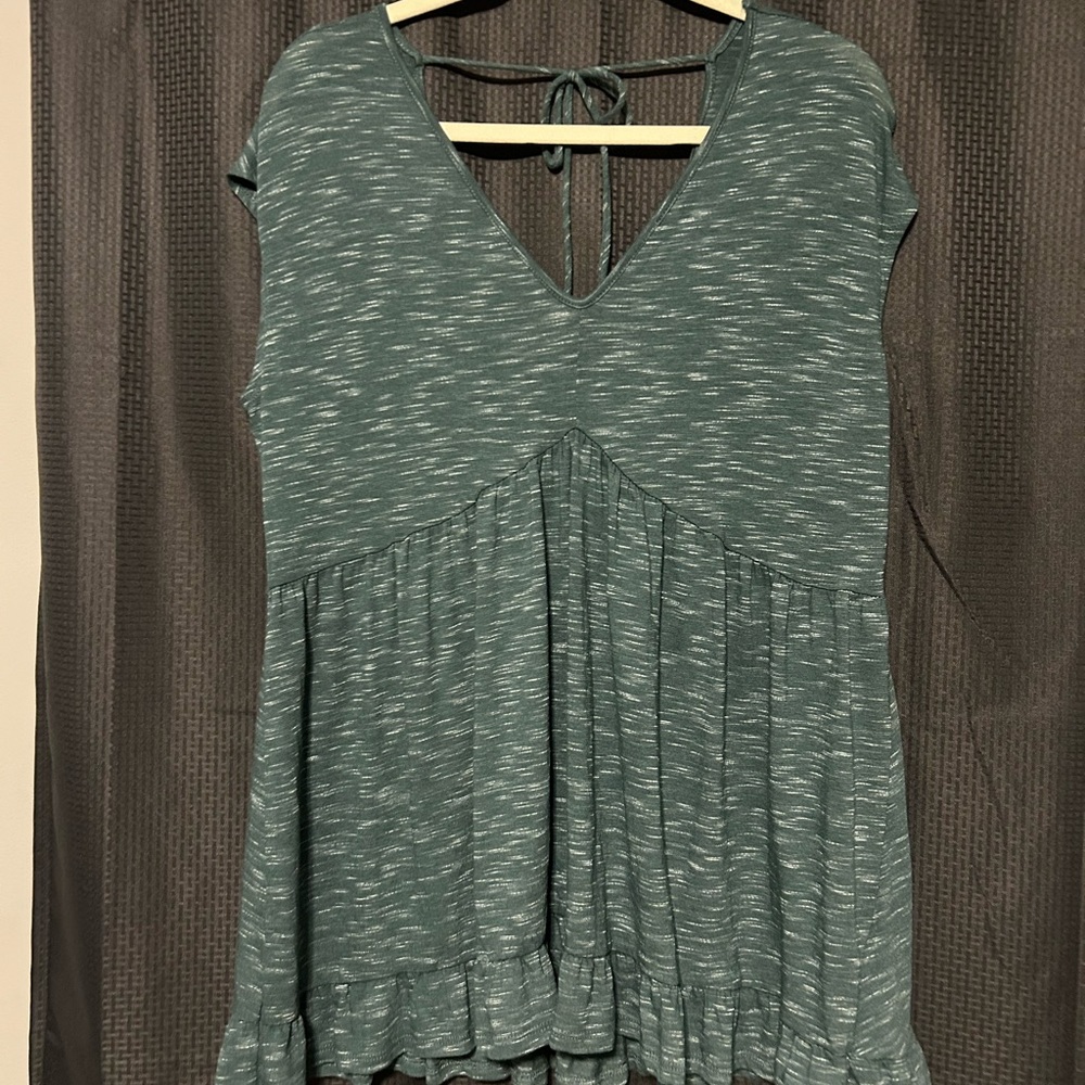 NEW ModCloth Teal and Cream Speckled Babydoll Tank Blouse size 1X Women’s